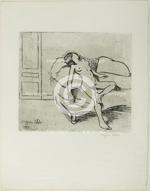 Louise Nude on a Sofa, 1895. Creator: Suzanne Valadon.