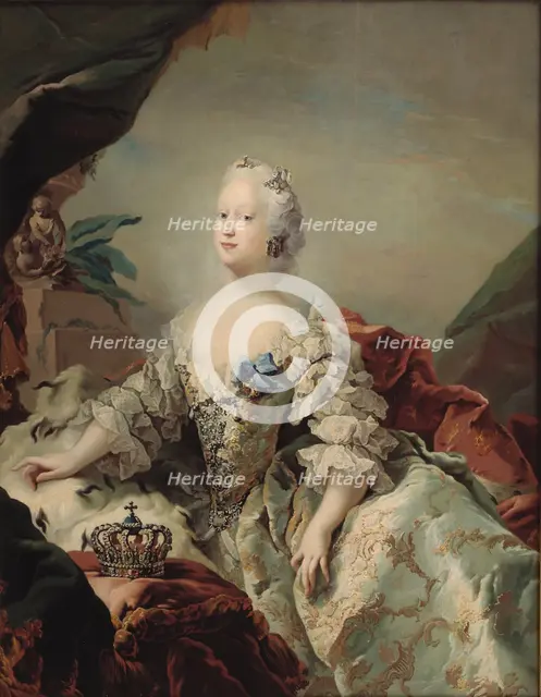 Louise, Frederik V's First Queen in her Coronation Robes, 1747. Creator: Carl Gustaf Pilo.