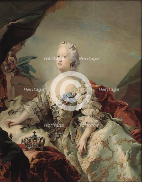 Louise, Frederik V's First Queen in her Coronation Robes, 1747. Creator: Carl Gustaf Pilo.