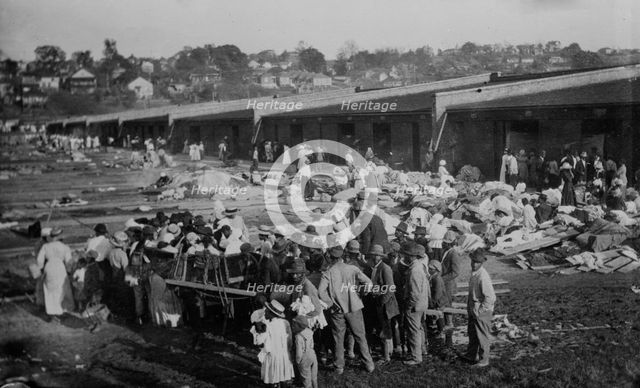 Louisiana Flood 1912, Cotton Compress at Vicksburg as a refuge, 1912. Creator: Bain News Service.