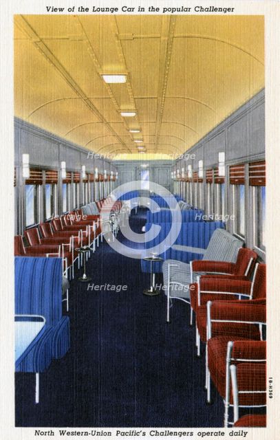 Lounge car on the North Western Union Pacific's popular 'Challenger' train, USA, 1941. Artist: Unknown