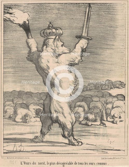 L'ours du nord, le plus désagréable de tous les ours connus, April 17 or 18, 1854. Creator: Honore Daumier.