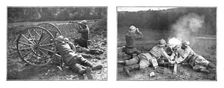 L'Outillage Ennemi et le Notre; La manoeuvre de notre canon de 37, sur roues ou sur affut 1918. Creator: Unknown