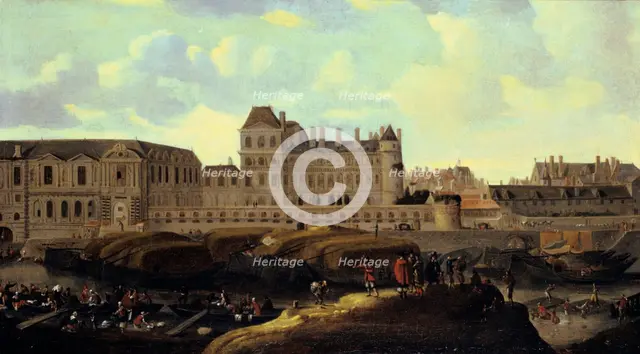'Louvre and Petit Bourbon seen from the Seine', Paris, 17th century. Artist: Reinier Zeeman