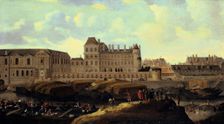 Louvre and Petit Bourbon seen from the Seine Paris, 17th century. Artist: Reinier Zeeman