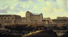 Louvre and Petit Bourbon seen from the Seine Paris, 17th century. Artist: Reinier Zeeman
