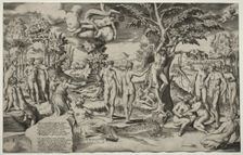 Love in the Elysian Fields, 1563. Creator: Giulio Bonasone (Italian, c. 1510-aft 1576)