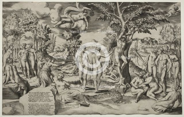 Love in the Elysian Fields, 1563. Creator: Giulio Bonasone (Italian, c. 1510-aft 1576).
