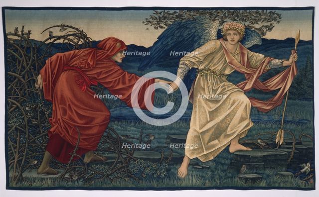 Love leading the Pilgrim - tapestry, 1909. Creator: Morris & Co.