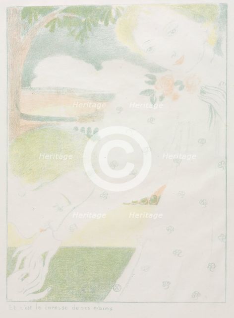Love: Pl. 8, And It is the Caress of the Hands (Amour: Pl. 8, Et cest la caresse de ses mains), 1898 Creator: Maurice Denis (French, 1870-1943); Ambroise Vollard.