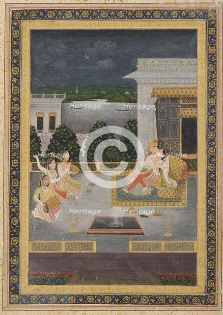 Lovers on a terrace with three musicians, 18th century. Creator: Unknown.
