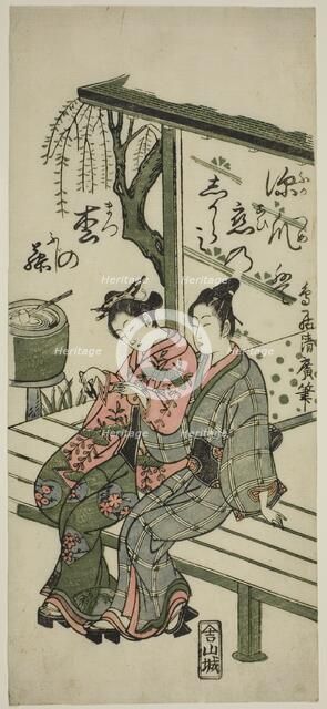 Lovers on a Veranda, c. 1760. Creator: Torii Kiyohiro.