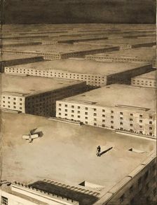 Lovers on the roof of a building, 1920. Creator: Devambez, André Victor Édouard (1867-1943)