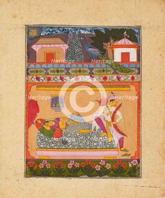 Lovers at dawn, illustrating the musical mode Raga Vibhasa, c1675. Artist: Unknown.