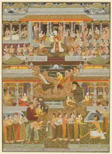 Lovers and beloveds: A composite of scenes from Persian, Urdu, and Sanskrit literature, c. 1735. Creator: Chitarman II (Indian, c. 1680-?. 1750)