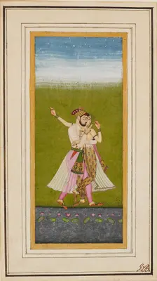 Lovers by a lotus pool, c1700