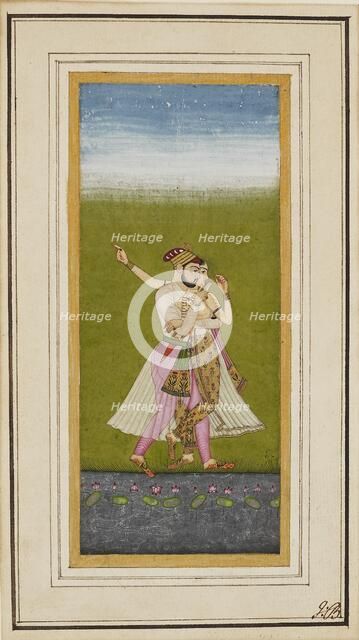 Lovers by a lotus pool, c1700. Artist: Unknown.