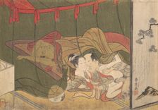 Lovers Beneath a Mosquito Net, 18th century., 18th century. Creator: Suzuki Harunobu