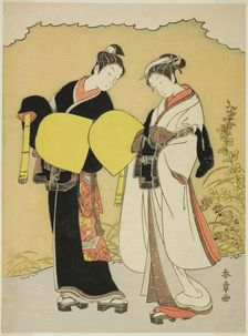 Lovers Dressed as Komuso Monks in an Autumn Landscape, Japan, c. 1770. Creator: Shunsho