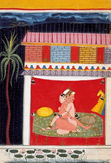 Lovers Embracing, Folio from an Erotic Manuscript, c1660. Creator: Unknown