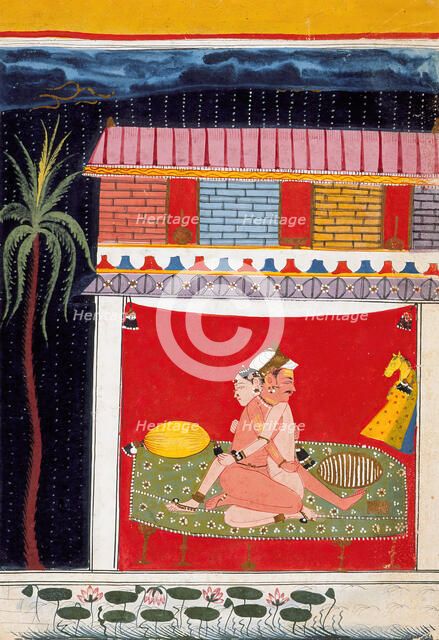 Lovers Embracing, Folio from an Erotic Manuscript, c1660. Creator: Unknown.