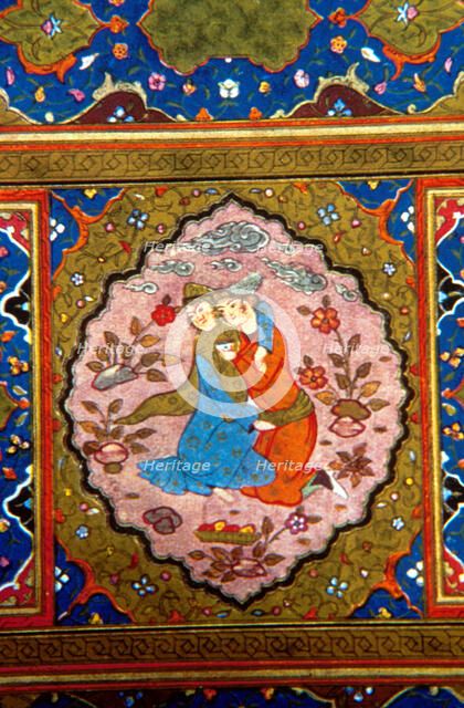 Lovers embracing in a garden. Artist: Unknown