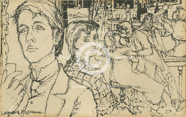 Lovers in a Café, c1930s. Creator: Leonard Rosoman.