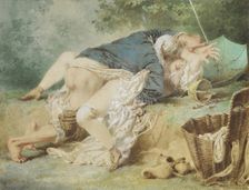 Lovers in a park, 1865. Artist: Zichy, Mihály (1827-1906)