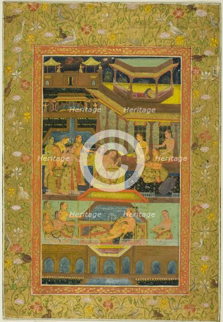 Lovers in a Zenana Garden at Night, 17th/18th century. Creator: Unknown.