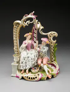 Lovers in an Arbour, Frankenthal, c. 1759. Creator: Johann Fredrich Lück