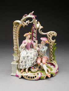 Lovers in an Arbour, Frankenthal, c. 1759. Creator: Johann Fredrich Lück