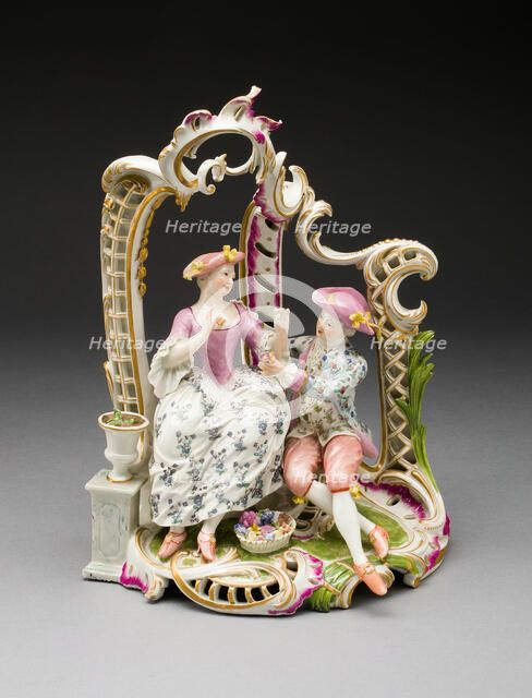 Lovers in an Arbour, Frankenthal, c. 1759. Creator: Johann Fredrich Lück.