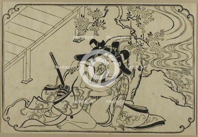 Lovers in the Garden, from an Untitled Series of Erotic Prints, c. 1673/81. Creator: Hishikawa Moronobu.