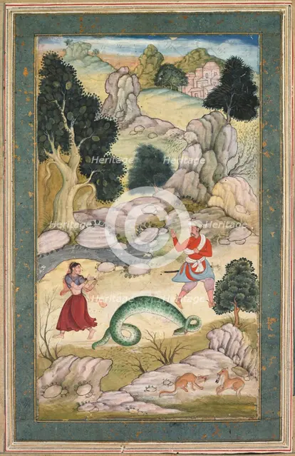 Lovers Parting, Page from a Book of Fables, c. 1590-95. Creator: Unknown.