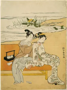 Lovers Playing the Same Fute (parody of Xuanzong and Yang Guifei), c. 1767. Creator: Suzuki Harunobu