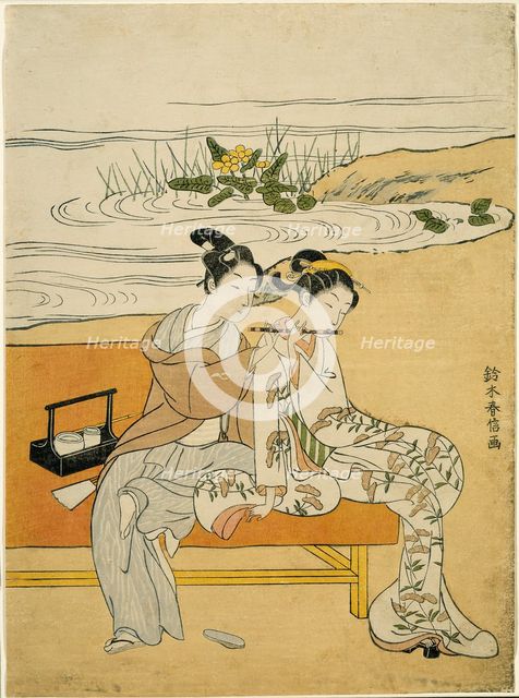 Lovers Playing the Same Fute (parody of Xuanzong and Yang Guifei), c. 1767. Creator: Suzuki Harunobu.