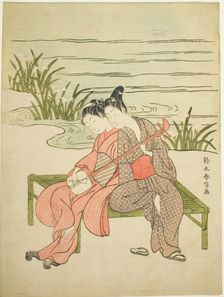 Lovers Playing the Same Shamisen (parody of Xuanzong and Yang Guifei), c. 1767. Creator: Suzuki Harunobu