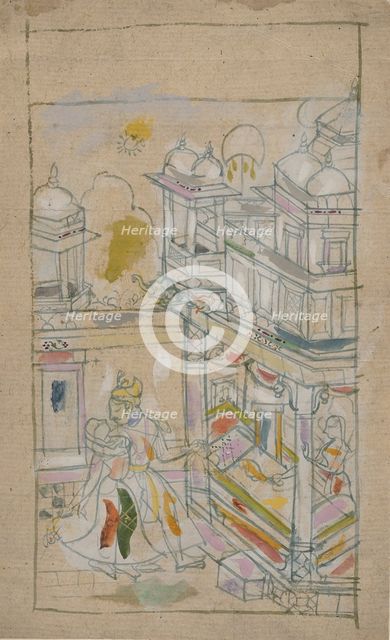 Lovers Returning to a Palace, late 18th century. Creator: Unknown.
