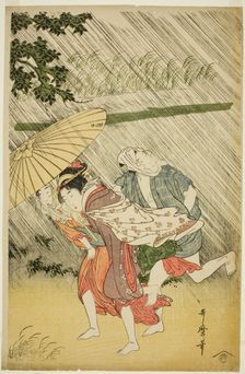 Lovers under an Umbrella, Japan, c. 1797. Creator: Kitagawa Utamaro