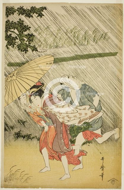 Lovers under an Umbrella, Japan, c. 1797. Creator: Kitagawa Utamaro.