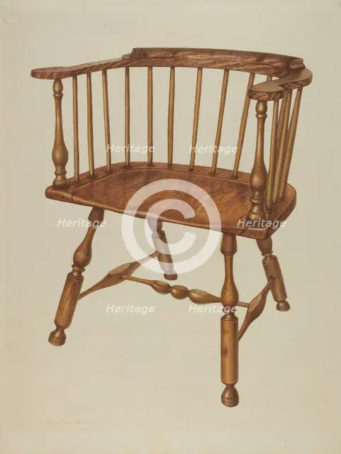 Low-back Stretcher Chair, c. 1942. Creator: Edward L Loper.
