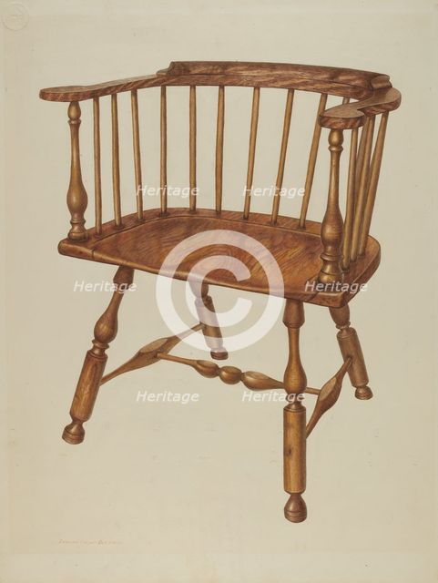 Low-back Stretcher Chair, c. 1942. Creator: Edward L Loper.
