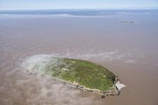 Low cloud over the island of Steep Holm, North Somerset, 2018. Creator: Historic England Staff Photographer