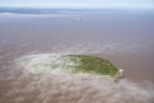 Low cloud over the island of Steep Holm, North Somerset, 2018. Creator: Historic England Staff Photographer