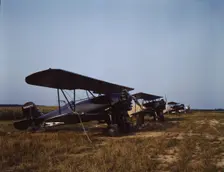 Low flying planes from which dust or insecticide is spread..., Seabrook Farm, Bridgeton, N.J., 1942. Creator: John Collier