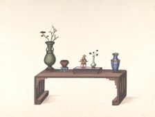 Low Table with Vases, 19th century. Creator: Anon
