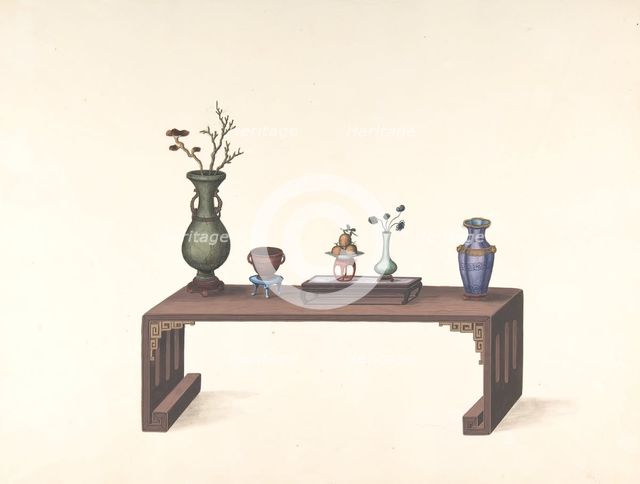 Low Table with Vases, 19th century. Creator: Anon.