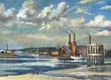 Low tide, Deptford 1972. Artist: RCD Lowry