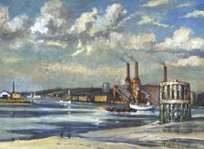 Low tide, Deptford 1972. Artist: RCD Lowry