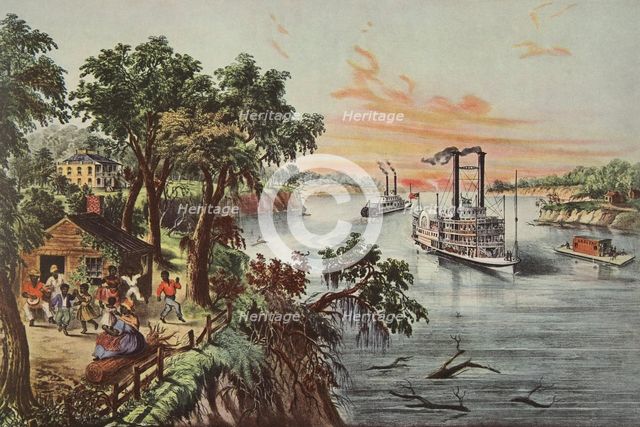 Low Water In The Mississippi, pub. 1868, Currier & Ives (Colour Lithograph)